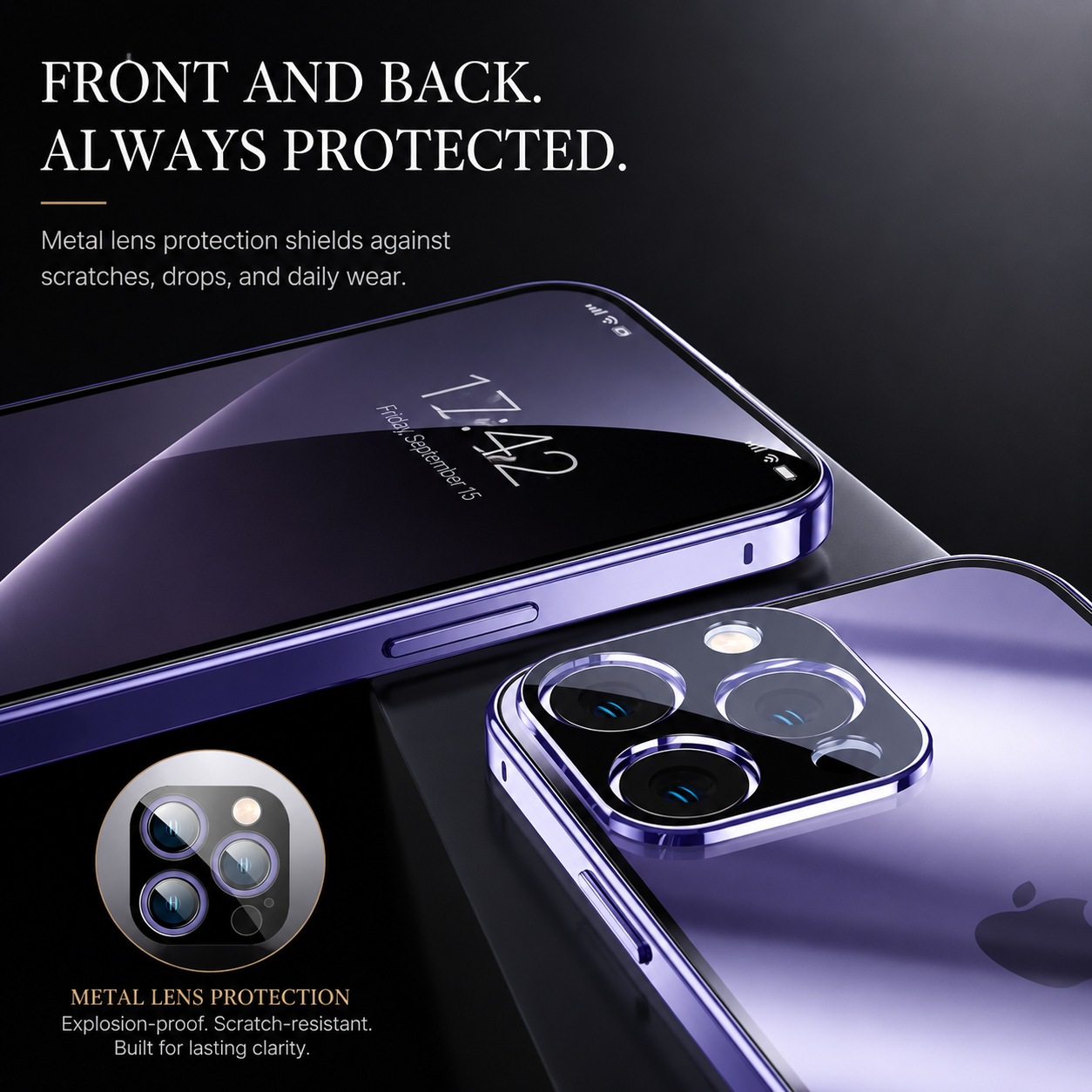 Premium iPhone Case MagSafe Compatible Double-Sided Tempered Glass Cover Metal Frame Full Protection