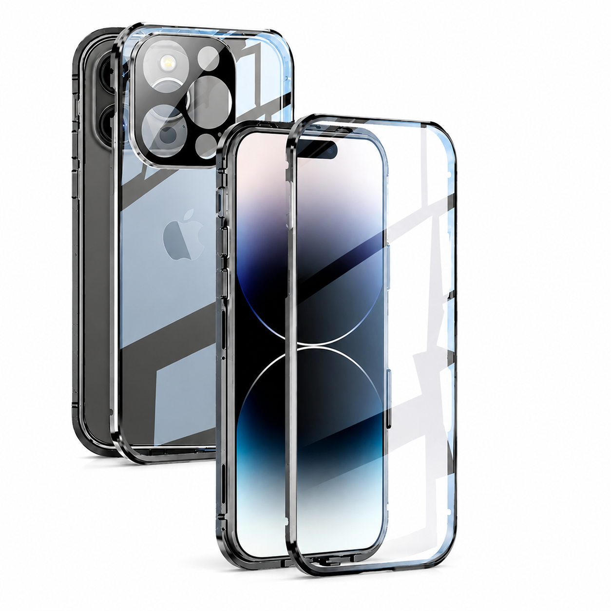 Premium iPhone Case MagSafe Compatible Double-Sided Tempered Glass Cover Metal Frame Full Protection