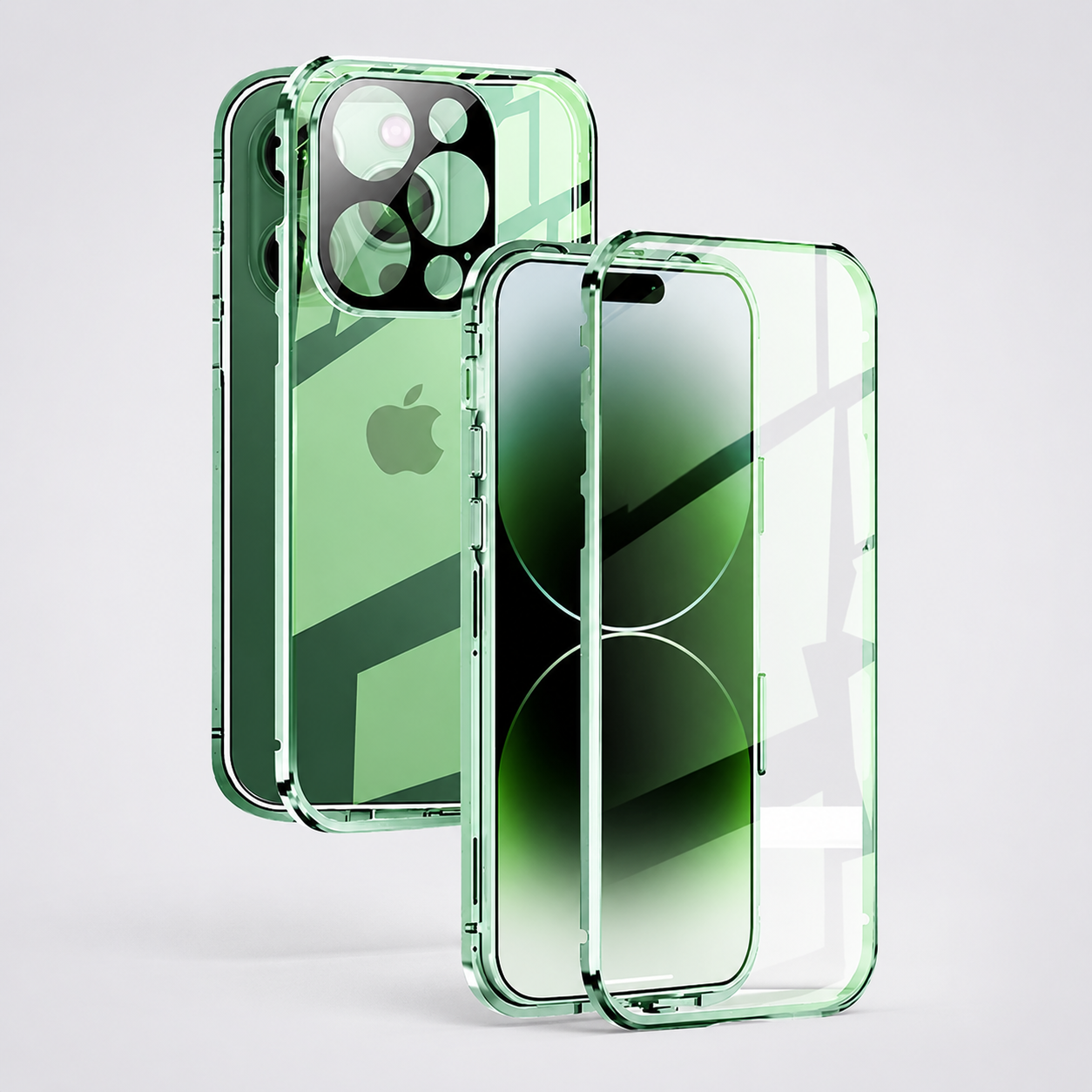 Premium iPhone Case MagSafe Compatible Double-Sided Tempered Glass Cover Metal Frame Full Protection