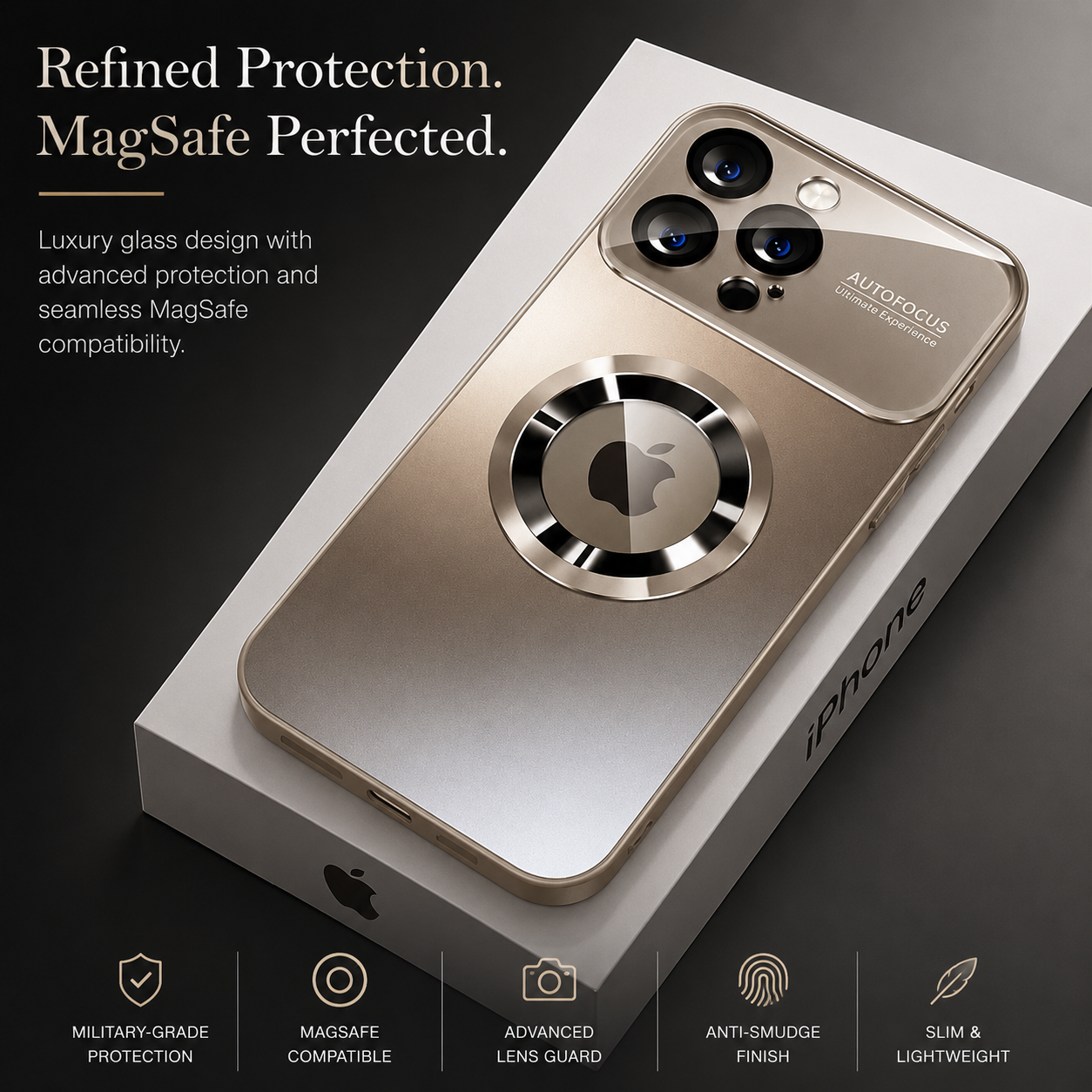Premium iPhone Case MagSafe Compatible Electroplated Glass Magnetic Shockproof Cover Camera Lens Protection Slim Reflective Hard Back