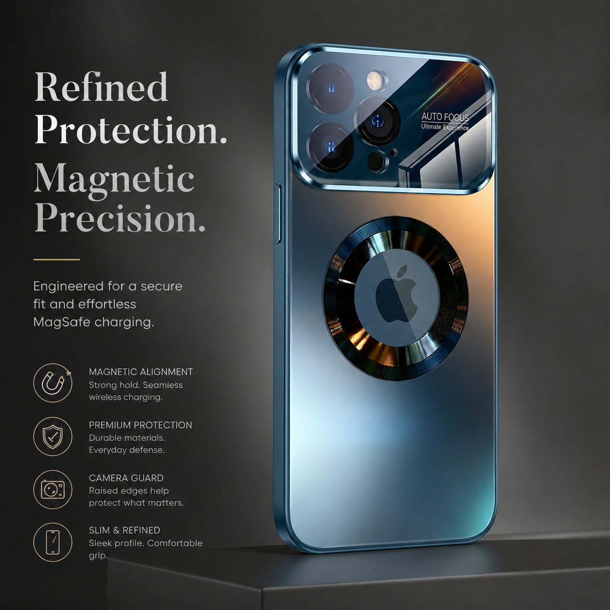 Premium iPhone Case MagSafe Compatible Electroplated Glass Magnetic Shockproof Cover Camera Lens Protection Slim Reflective Hard Back