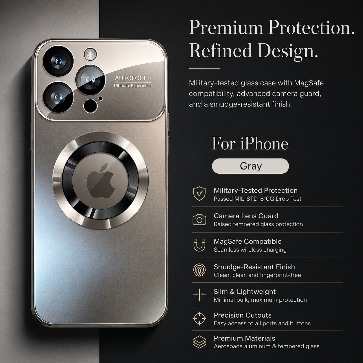 Premium iPhone Case MagSafe Compatible Electroplated Glass Magnetic Shockproof Cover Camera Lens Protection Slim Reflective Hard Back