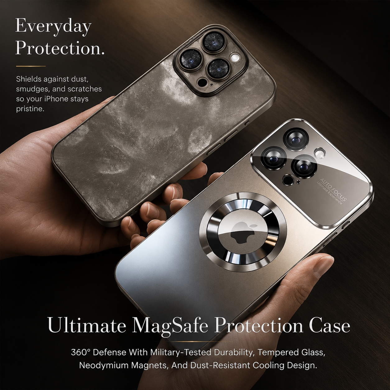 Premium iPhone Case MagSafe Compatible Electroplated Glass Magnetic Shockproof Cover Camera Lens Protection Slim Reflective Hard Back