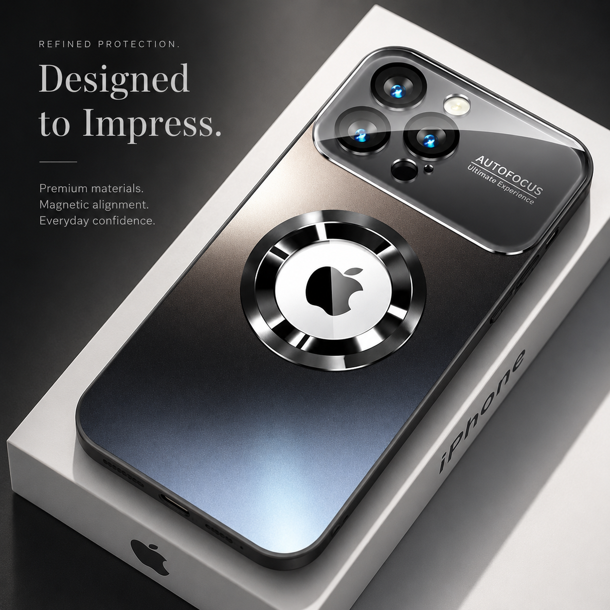 Premium iPhone Case MagSafe Compatible Electroplated Glass Magnetic Shockproof Cover Camera Lens Protection Slim Reflective Hard Back