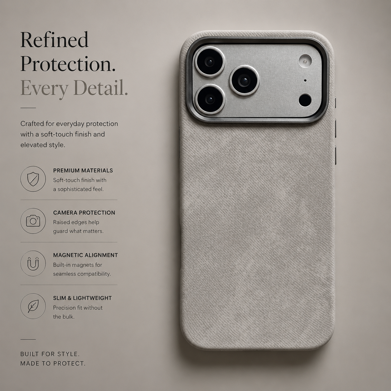 Premium iPhone Case MagSafe Compatible Fiber Leather Protective Cover Matte Anti Fingerprint Shockproof Slim Wireless Charging Full Coverage