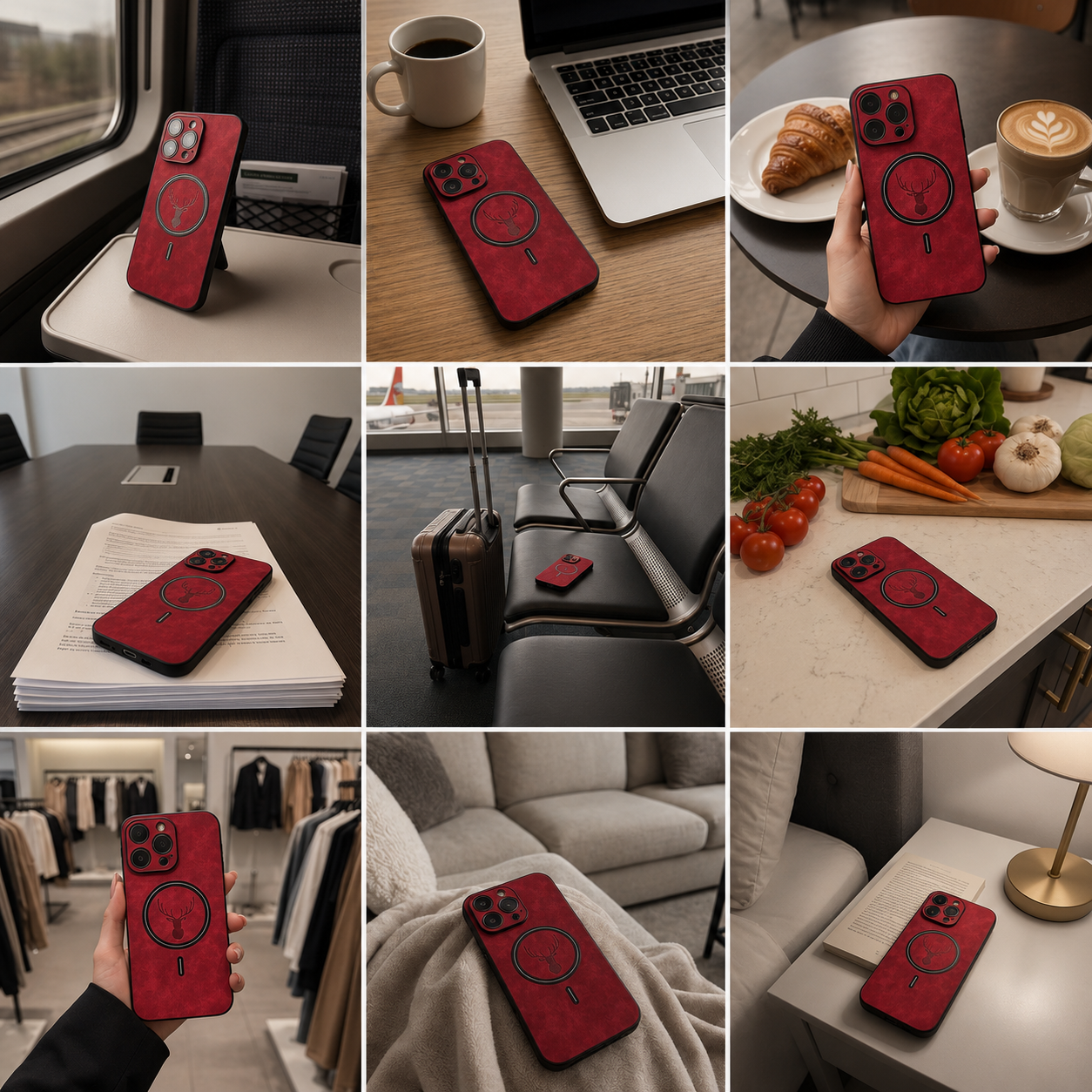 Premium iPhone Case MagSafe Compatible Genuine Deer Leather Cover Shockproof Slim Protection