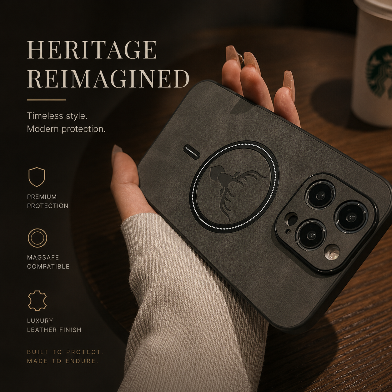Premium iPhone Case MagSafe Compatible Genuine Deer Leather Cover Shockproof Slim Protection