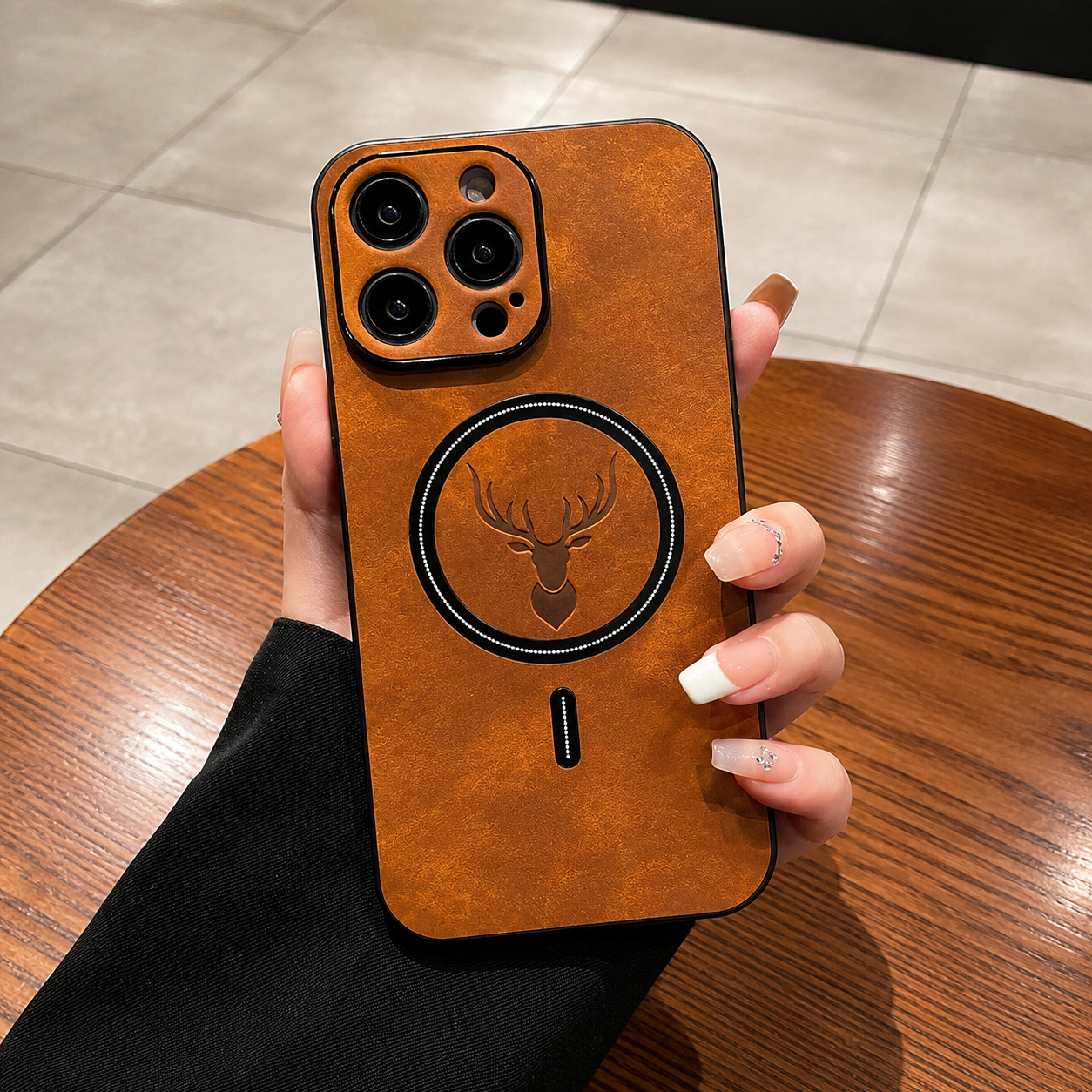 Premium iPhone Case MagSafe Compatible Genuine Deer Leather Cover Shockproof Slim Protection