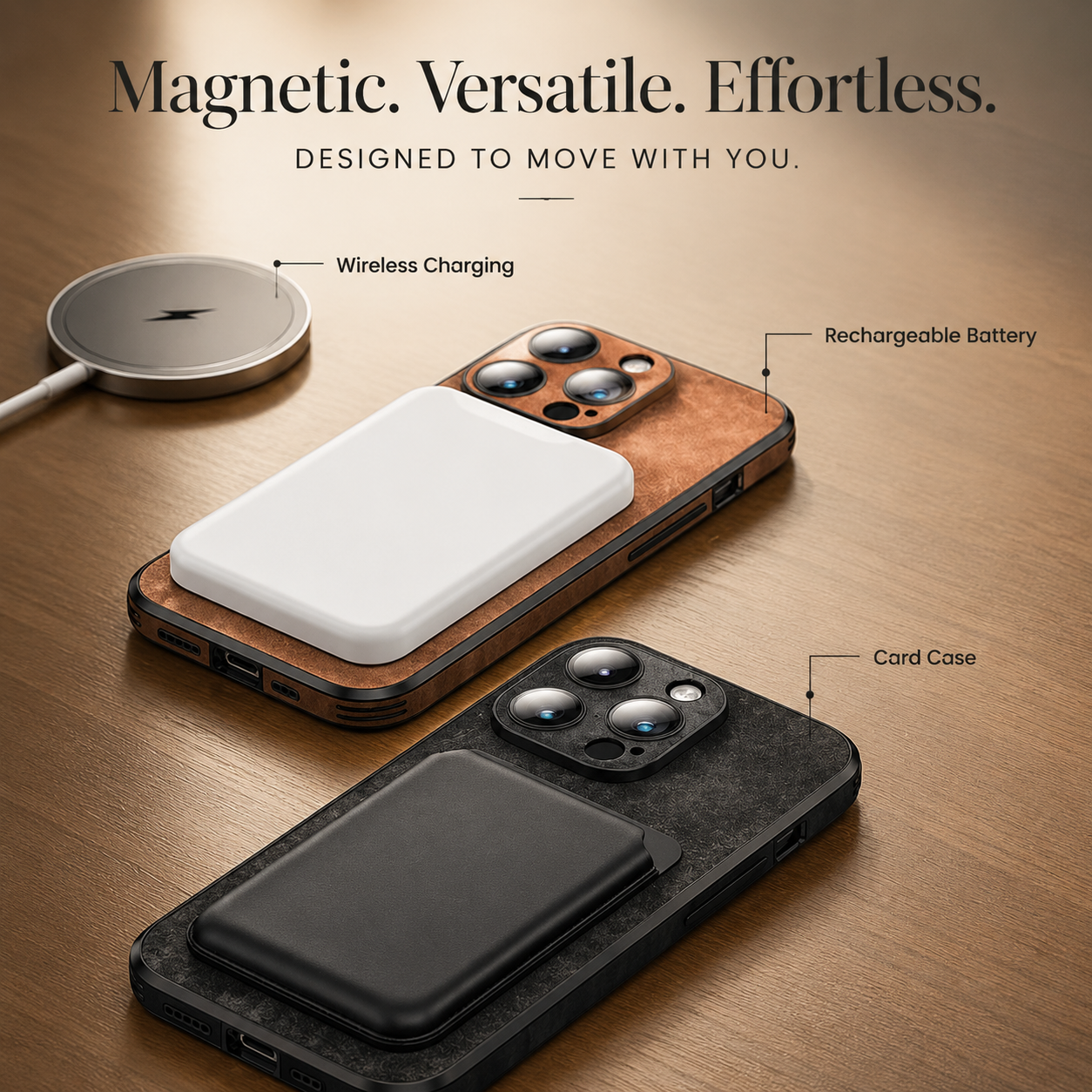 Premium iPhone Case MagSafe Compatible Genuine Leather Cover Camera Protection Slim Design