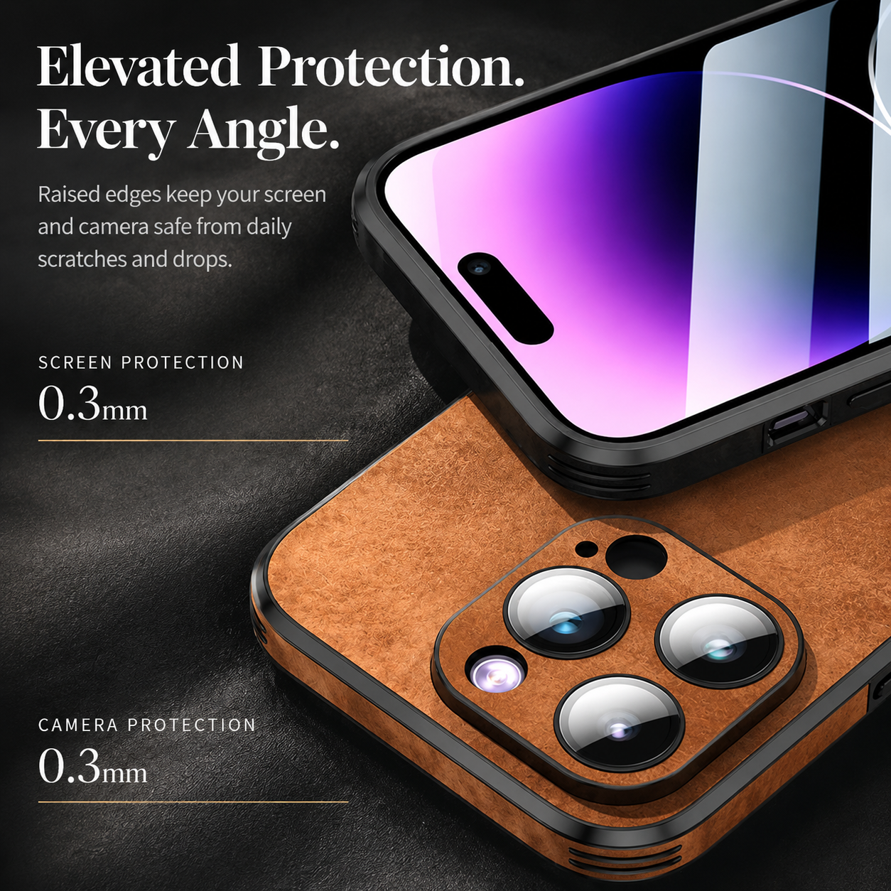 Premium iPhone Case MagSafe Compatible Genuine Leather Cover Camera Protection Slim Design