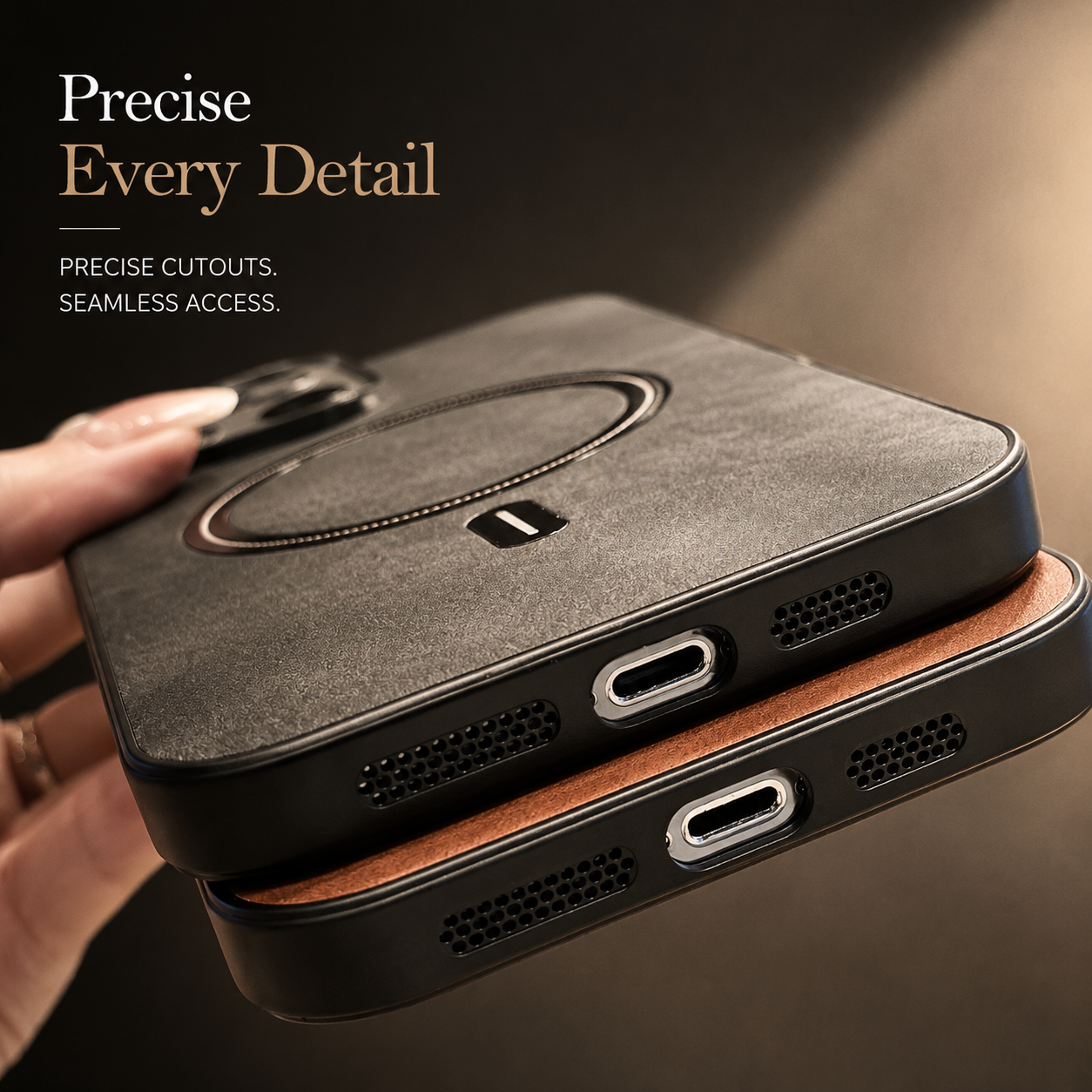 Premium iPhone Case MagSafe Compatible Genuine Leather Cover Shockproof Slim Protection