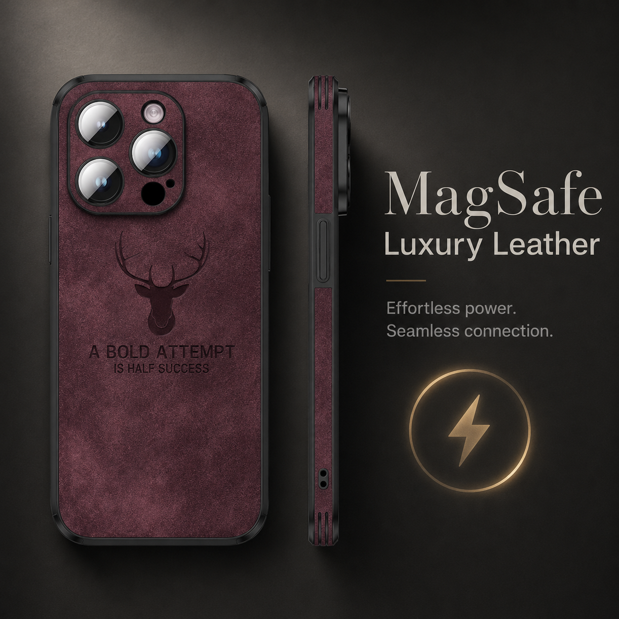 Premium iPhone Case MagSafe Compatible Genuine Leather Vintage Texture Cover Slim Protection