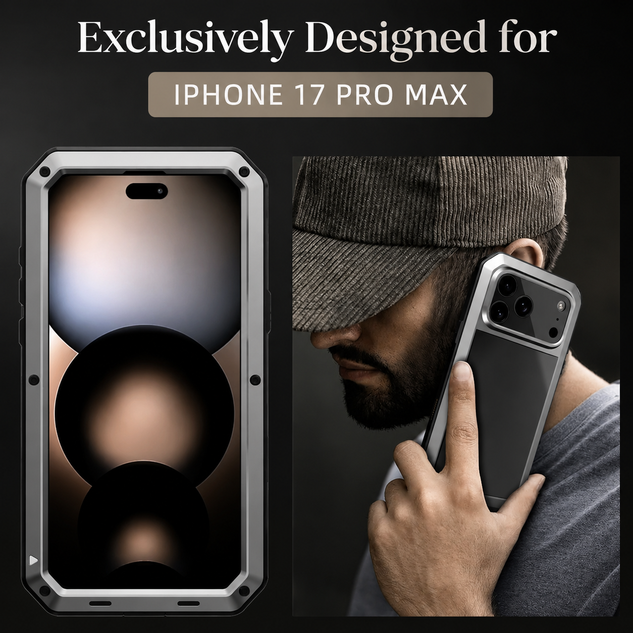 Premium iPhone Case MagSafe Compatible Heavy Duty Metal Cover Built-In Glass Screen Protection