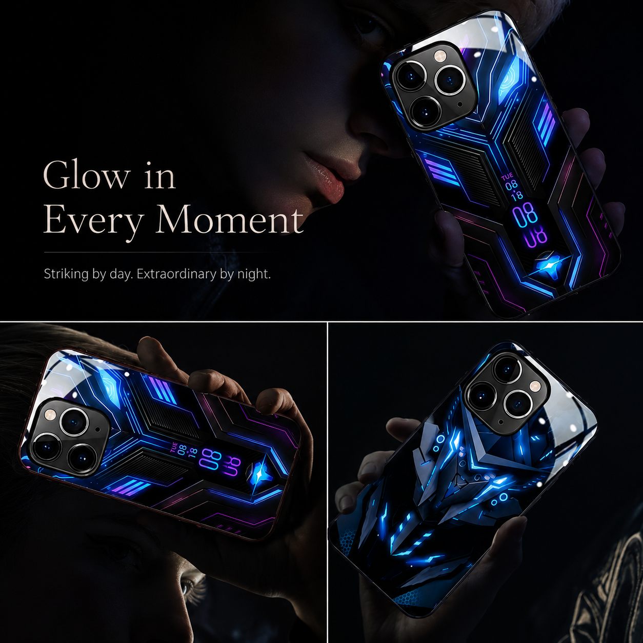 Premium iPhone Case MagSafe Compatible LED Notification Light Cover Mecha Shockproof Protection