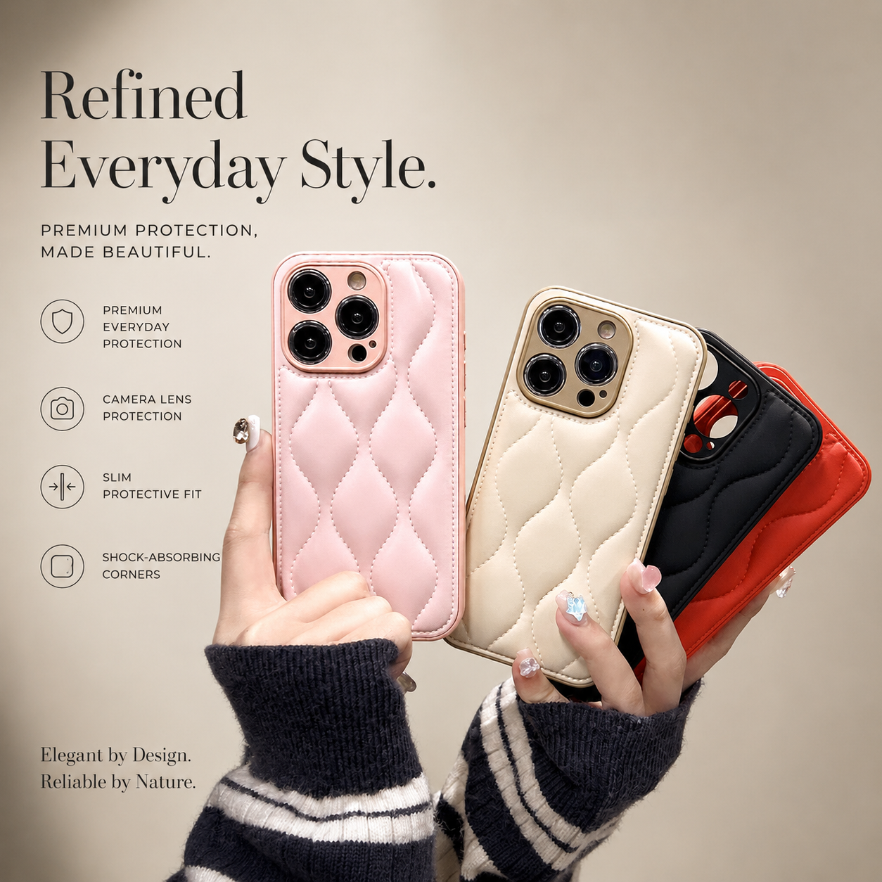 Premium iPhone Case MagSafe Compatible Leather 3D Wave Texture Cover Shockproof Slim Protection