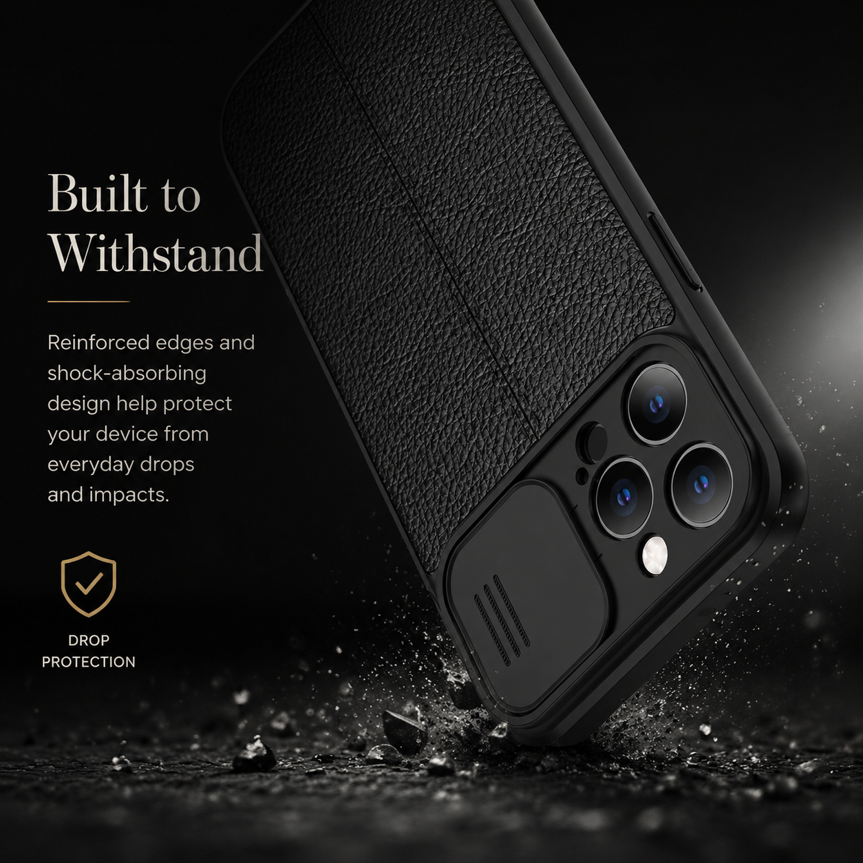 Premium iPhone Case MagSafe Compatible Leather Texture Cover Sliding Camera Protection