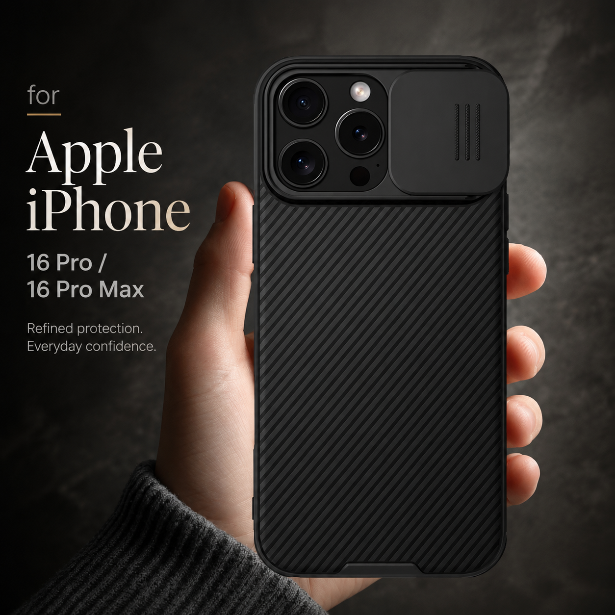 Premium iPhone Case MagSafe Compatible Leather Texture Cover Sliding Camera Protection