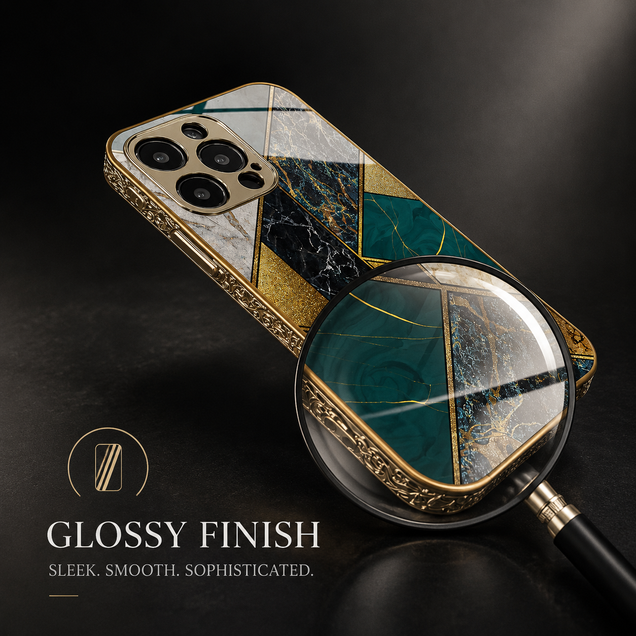 Premium iPhone Case MagSafe Compatible Marble Texture Cover Gold Frame Shockproof Protection