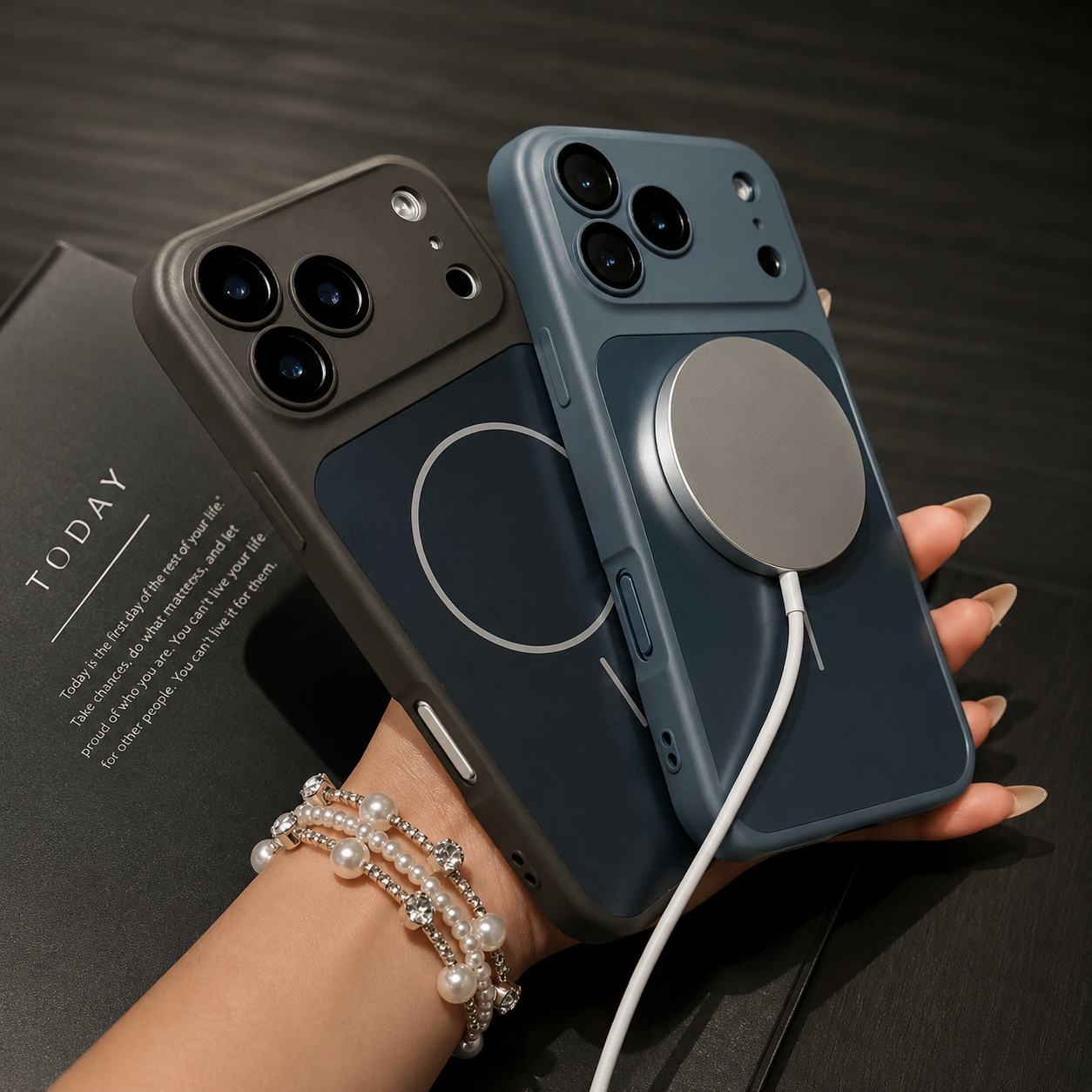 Premium iPhone Case MagSafe Compatible Matte Protective Cover Shockproof PC Back Glass Camera Lens Protection