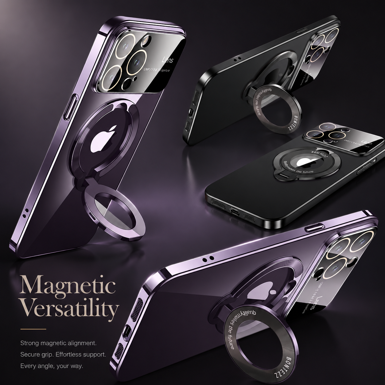 Premium iPhone Case MagSafe Compatible Matte Ring Stand Cover Shockproof Ultra Thin Protection