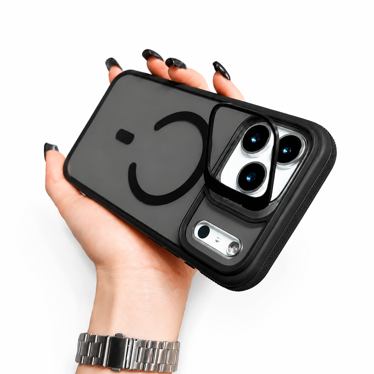 Premium iPhone Case MagSafe Compatible Matte Transparent Protective Cover Metal Kickstand Shockproof Armor Wireless Charging Full Coverage