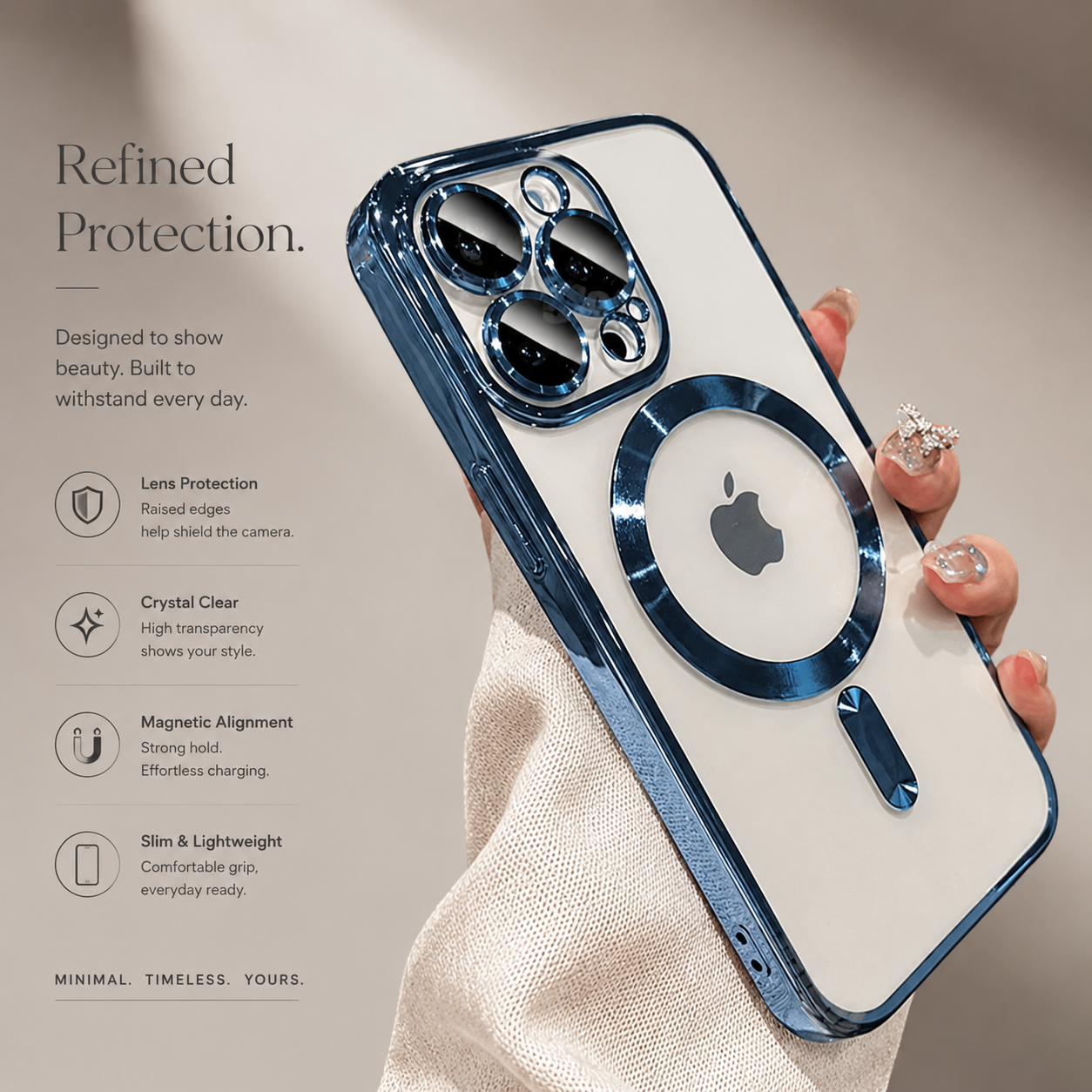 Premium iPhone Case MagSafe Compatible Plating Frame TPU Protective Cover Shockproof Slim Durable Finish