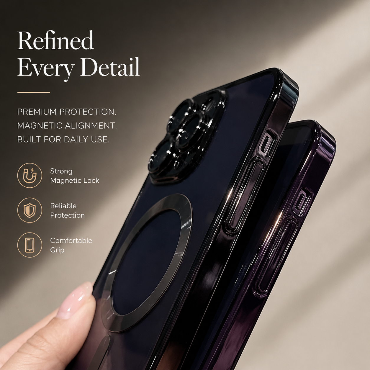 Premium iPhone Case MagSafe Compatible Plating Frame TPU Protective Cover Shockproof Slim Durable Finish