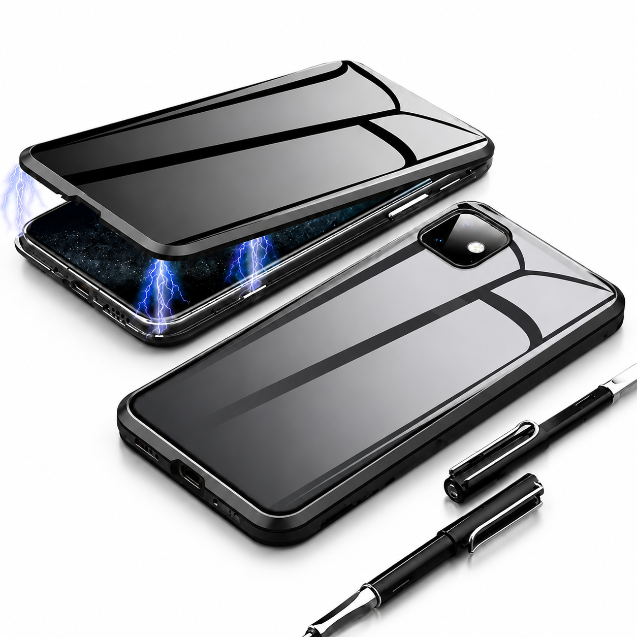 Premium iPhone Case MagSafe Compatible Privacy Screen Tempered Glass Cover Full Protection