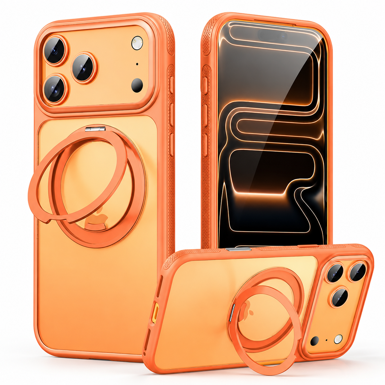 Premium iPhone Case MagSafe Compatible Rotating Stand Shockproof Protective Cover Mechanical Torque Metal TPU PC Full Coverage