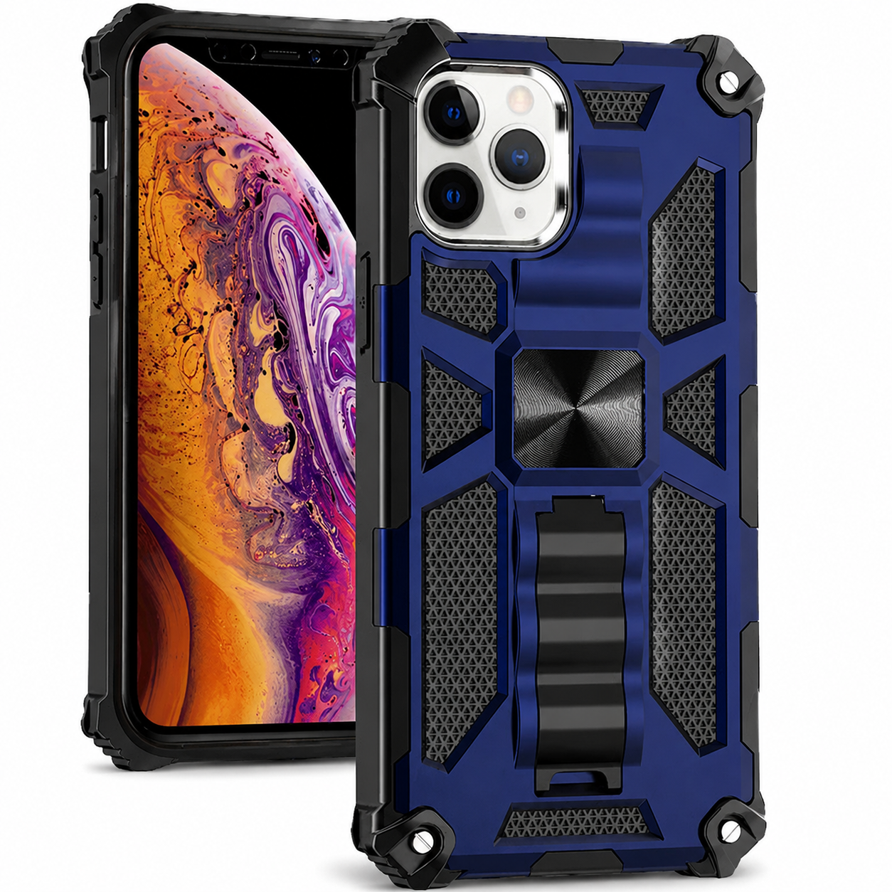 Premium iPhone Case MagSafe Compatible Rugged Armor Camouflage Cover Kickstand Protection