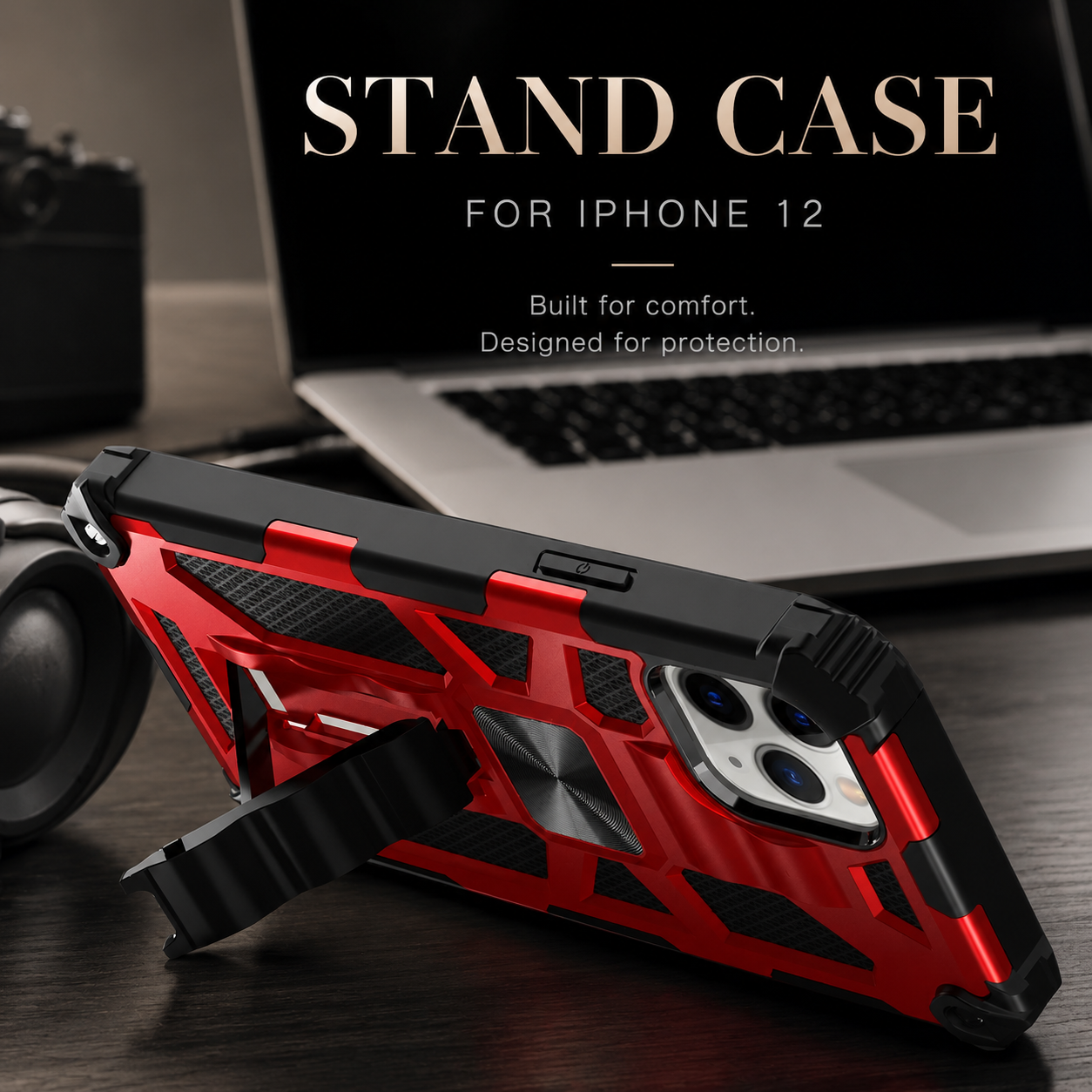 Premium iPhone Case MagSafe Compatible Rugged Armor Camouflage Cover Kickstand Protection
