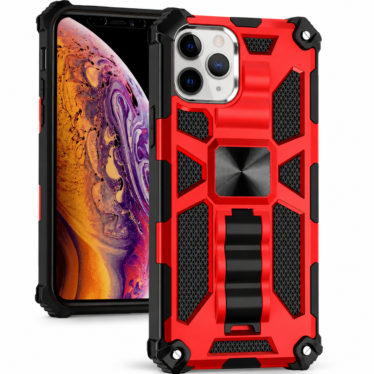 Premium iPhone Case MagSafe Compatible Rugged Armor Camouflage Cover Kickstand Protection