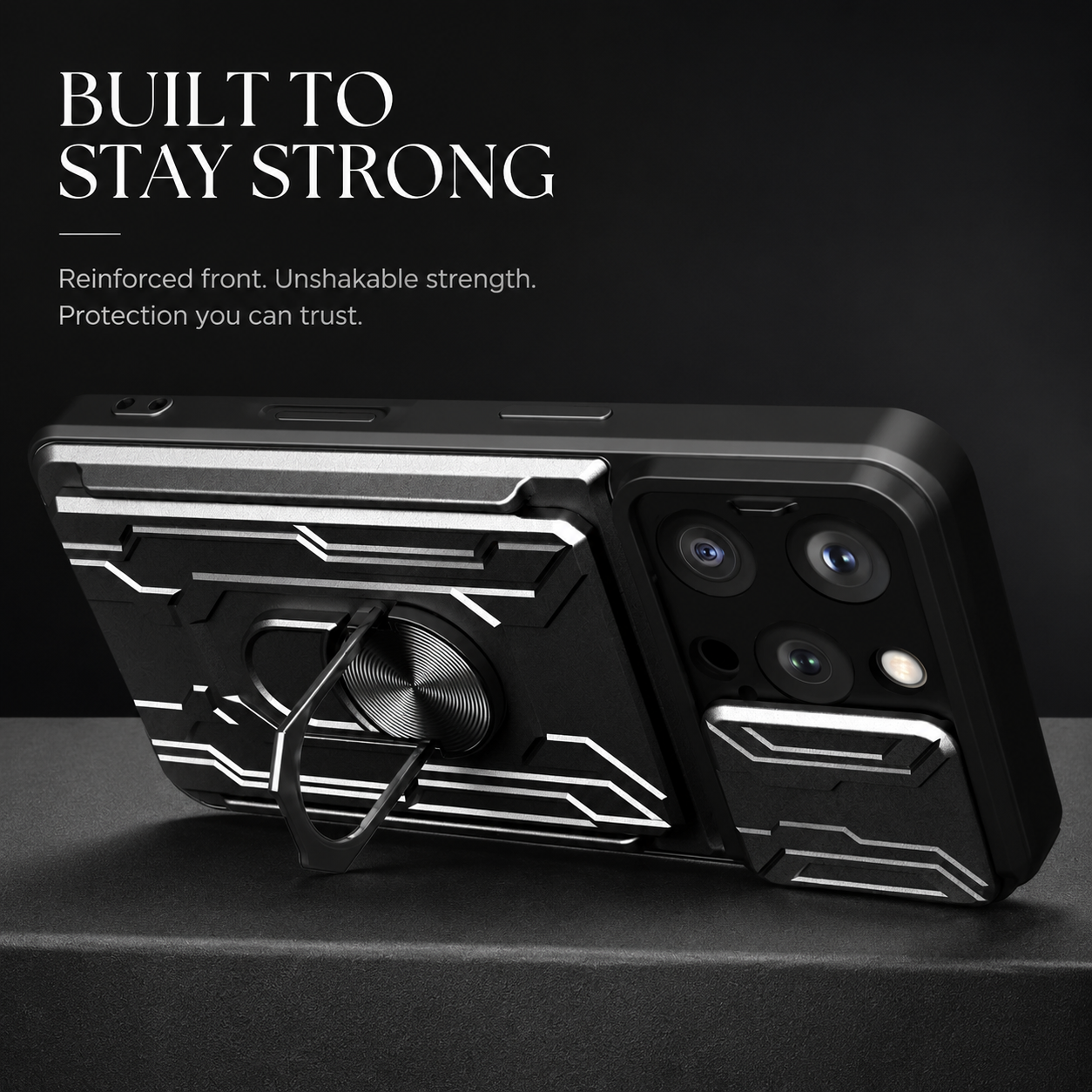 Premium iPhone Case MagSafe Compatible Rugged Armor Card Holder Cover Ring Stand Protection