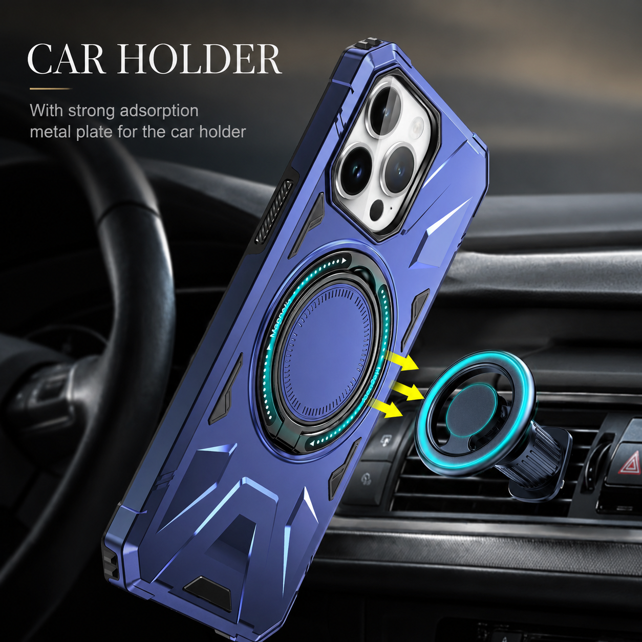 Premium iPhone Case MagSafe Compatible Rugged Armor Ring Stand Cover Shockproof Protection