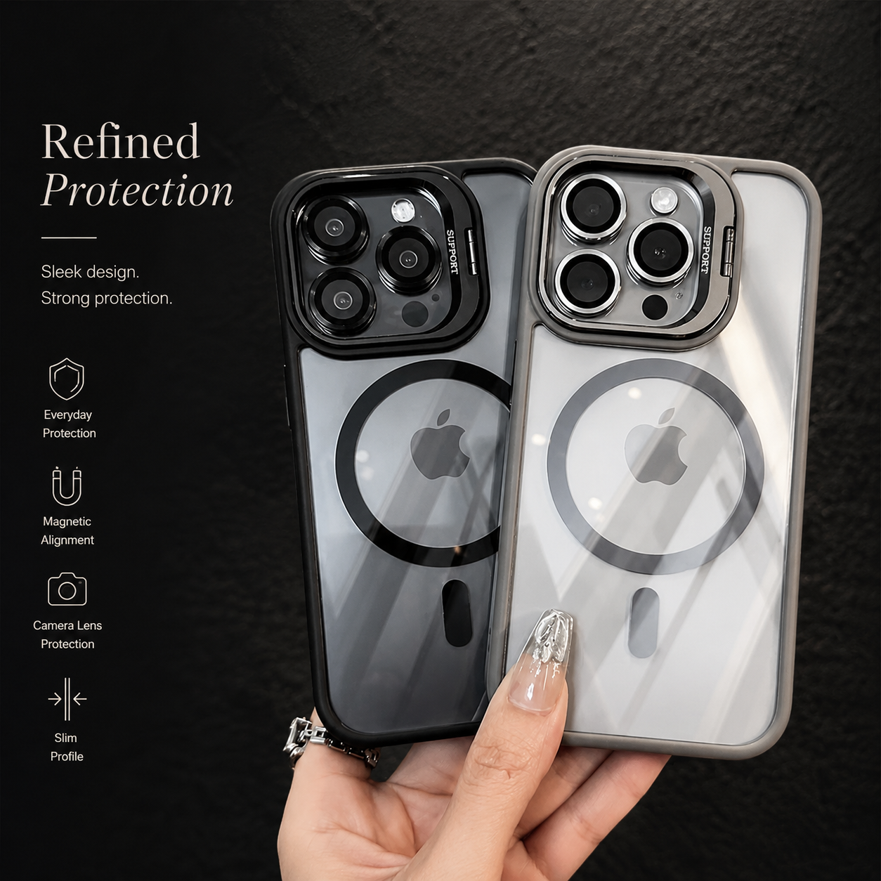 Premium iPhone Case MagSafe Compatible Shockproof Bumper Cover Full Body Protection Camera Lens Guard Slim Design
