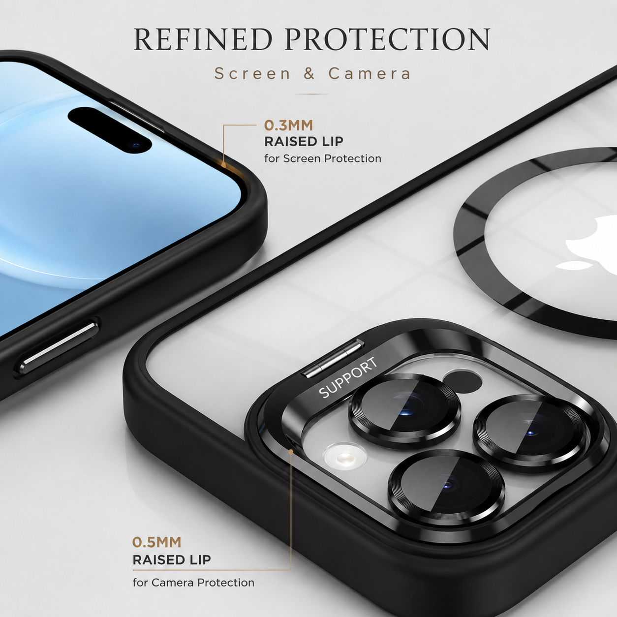 Premium iPhone Case MagSafe Compatible Shockproof Bumper Cover Full Body Protection Camera Lens Guard Slim Design