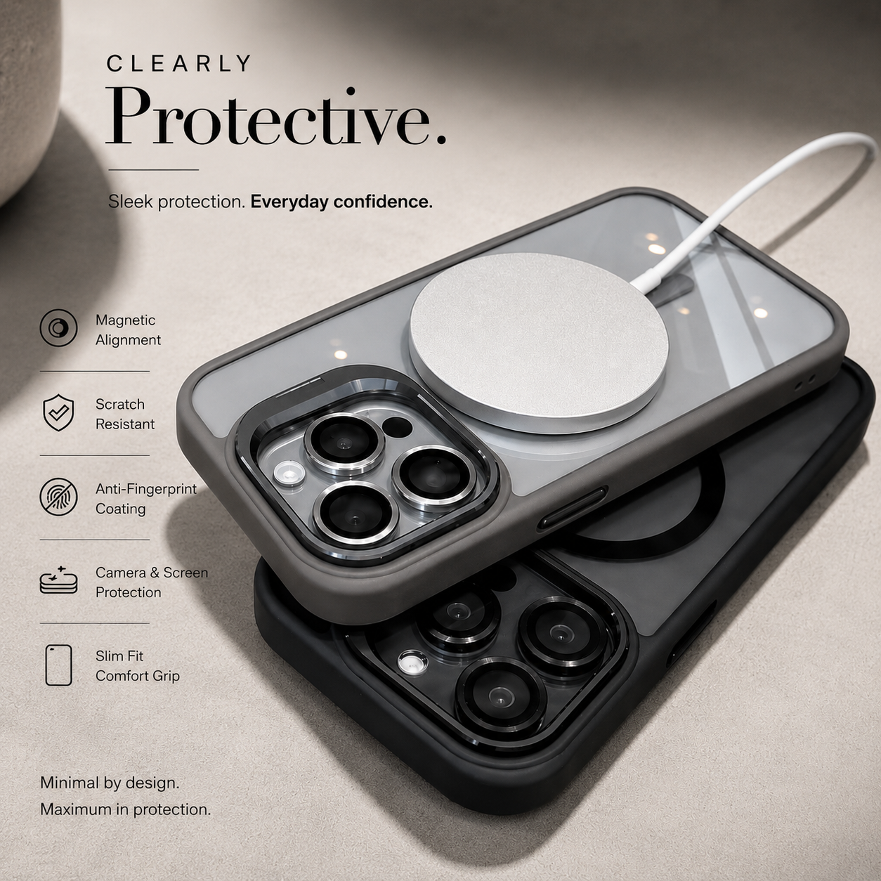 Premium iPhone Case MagSafe Compatible Shockproof Bumper Cover Full Body Protection Camera Lens Guard Slim Design