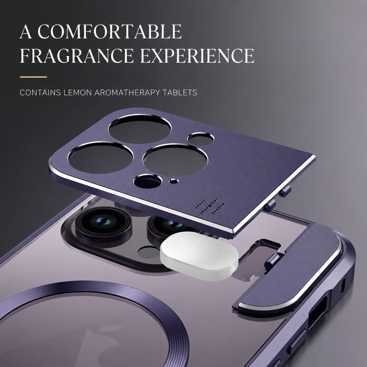 Premium iPhone Case MagSafe Compatible Shockproof Cover Metal Stand Aromatherapy Slot Slim Design