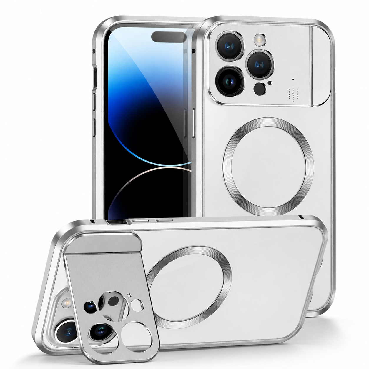 Premium iPhone Case MagSafe Compatible Shockproof Cover Metal Stand Aromatherapy Slot Slim Design