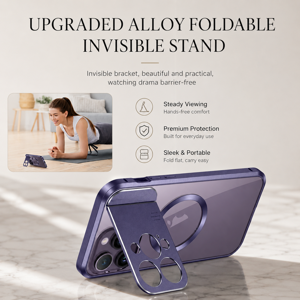 Premium iPhone Case MagSafe Compatible Shockproof Cover Metal Stand Aromatherapy Slot Slim Design