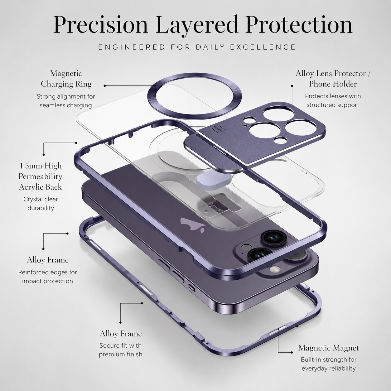 Premium iPhone Case MagSafe Compatible Shockproof Cover Metal Stand Aromatherapy Slot Slim Design