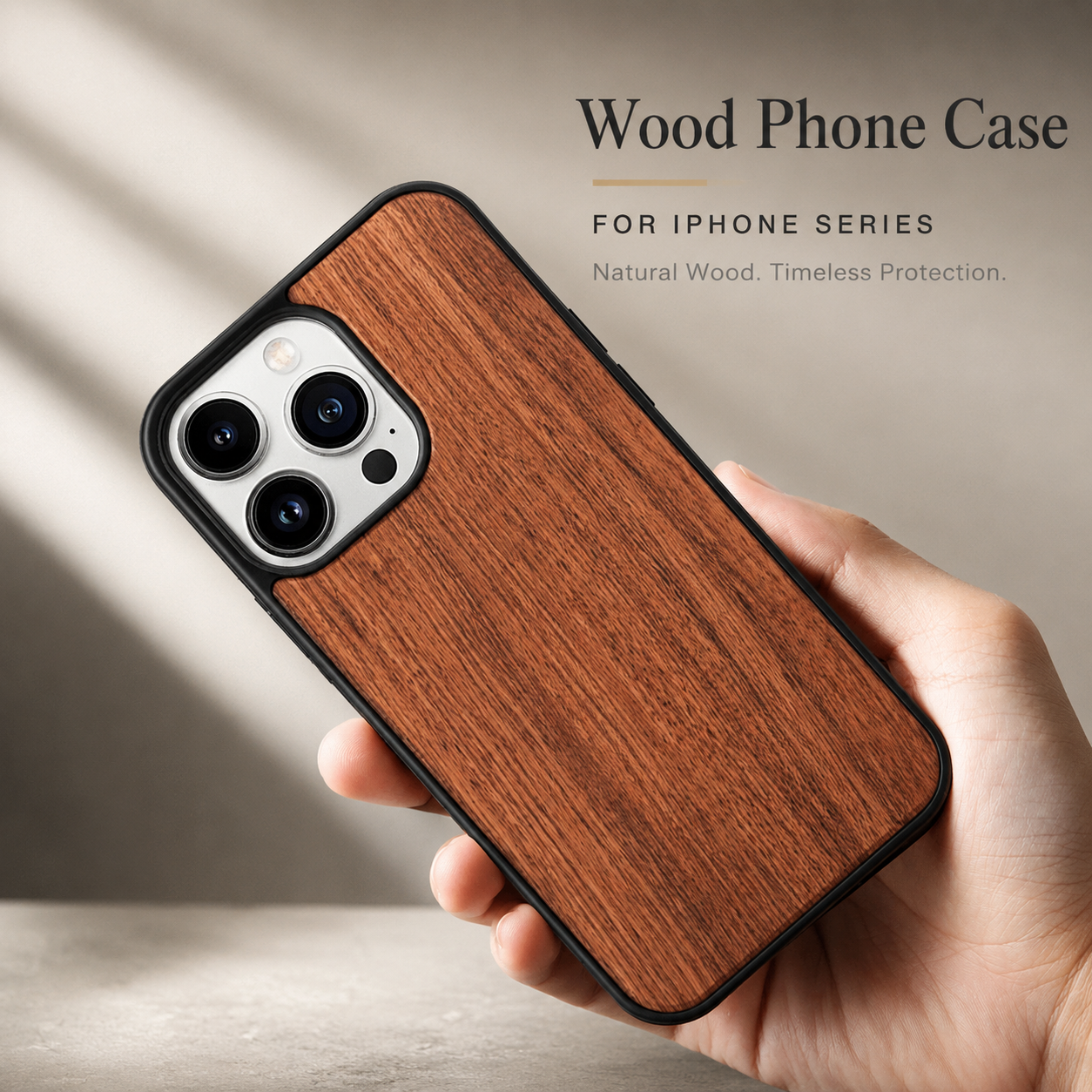 Premium iPhone Case MagSafe Compatible Solid Bamboo Wood Cover Shockproof Slim Natural Design