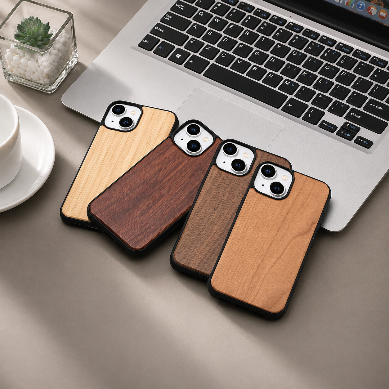 Premium iPhone Case MagSafe Compatible Solid Bamboo Wood Cover Shockproof Slim Natural Design