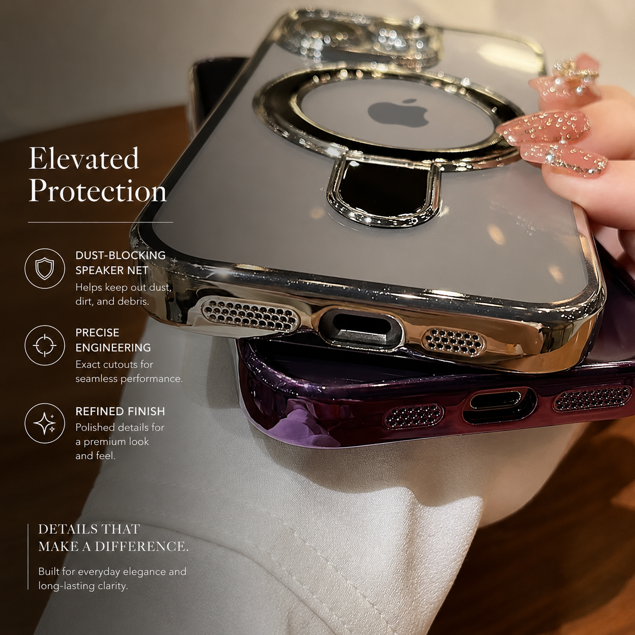 Premium iPhone Case MagSafe Compatible Transparent Acrylic Cover Built-in Stand Shockproof Slim Design