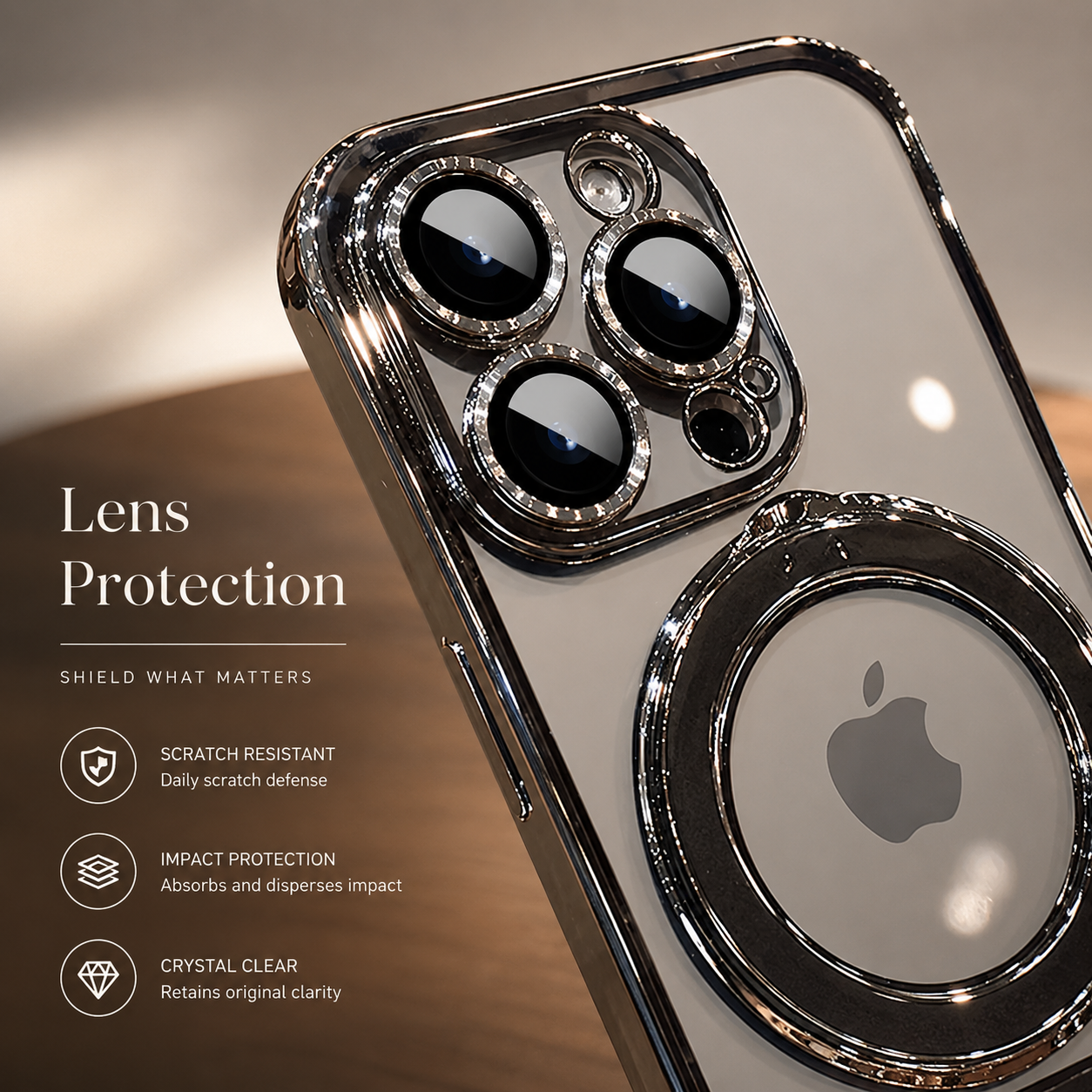 Premium iPhone Case MagSafe Compatible Transparent Acrylic Cover Built-in Stand Shockproof Slim Design