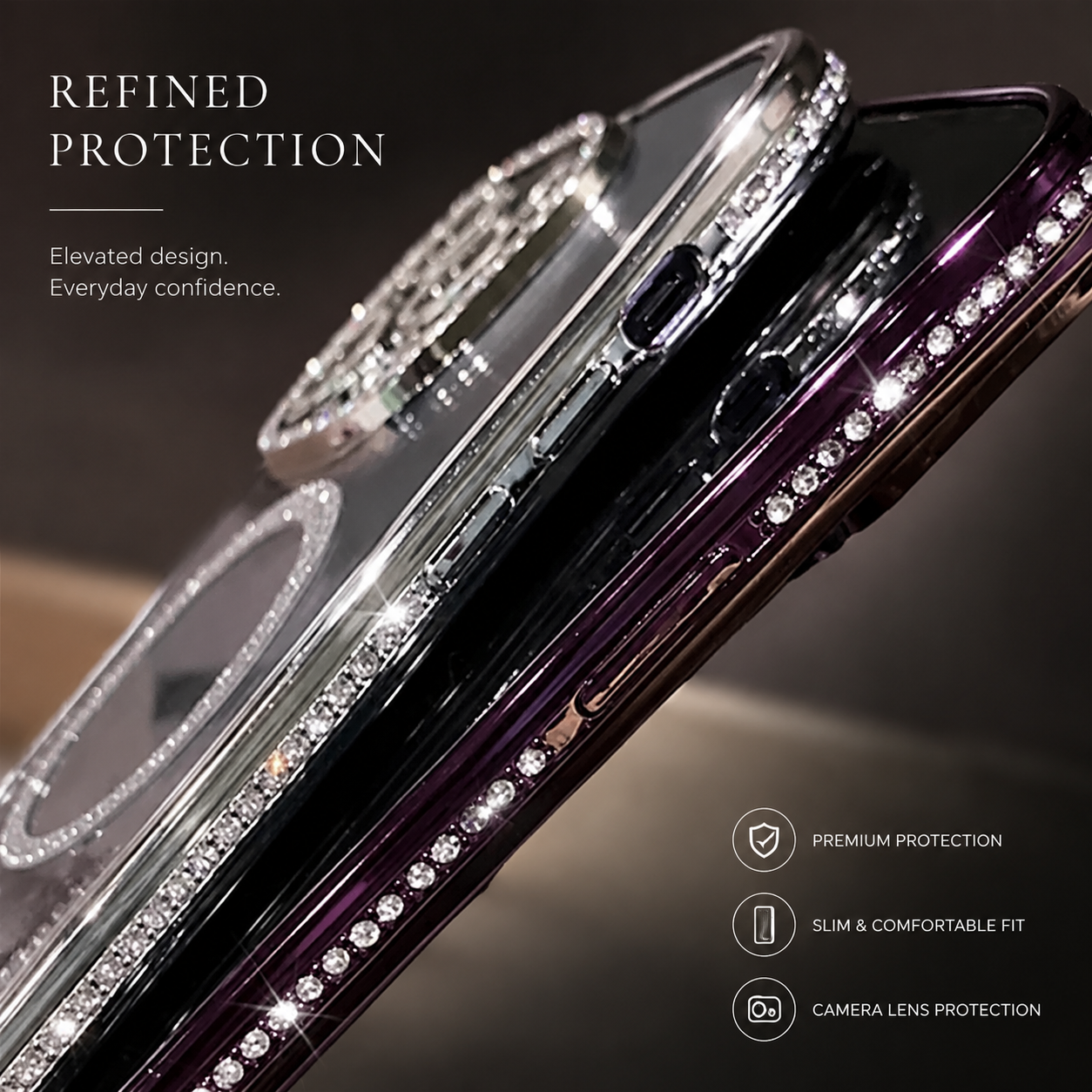 Premium iPhone Case MagSafe Compatible Transparent Glitter Diamond Cover Shockproof Bumper Ultra Thin Protection