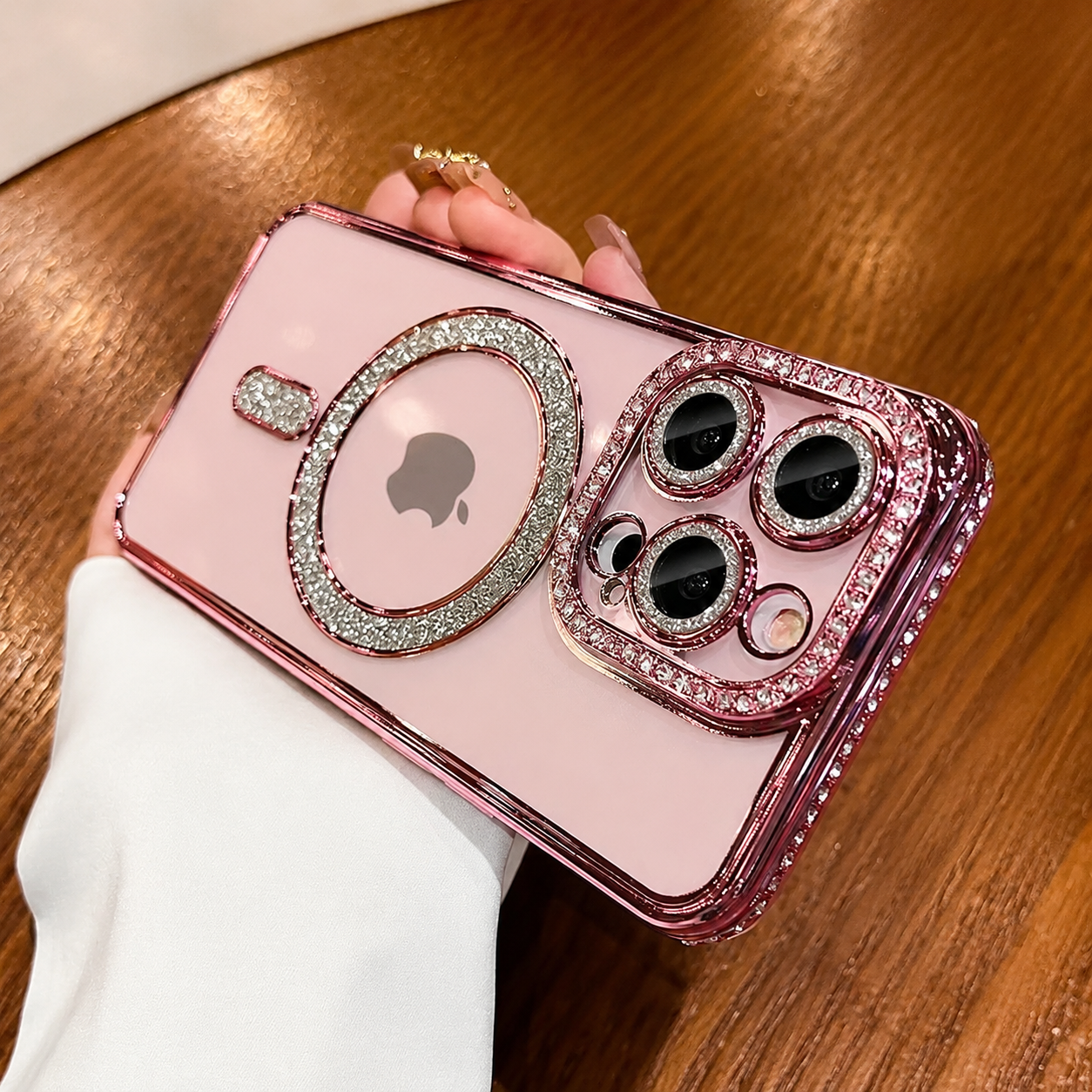 Premium iPhone Case MagSafe Compatible Transparent Glitter Diamond Cover Shockproof Bumper Ultra Thin Protection