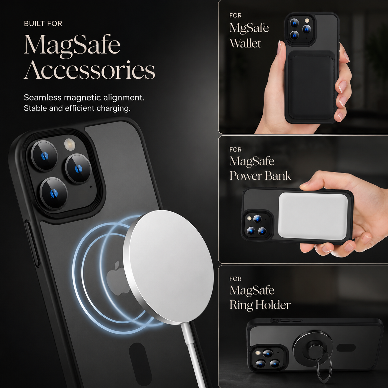 Premium iPhone Case MagSafe Compatible Transparent Hybrid Cover Clear HD Shockproof Protection