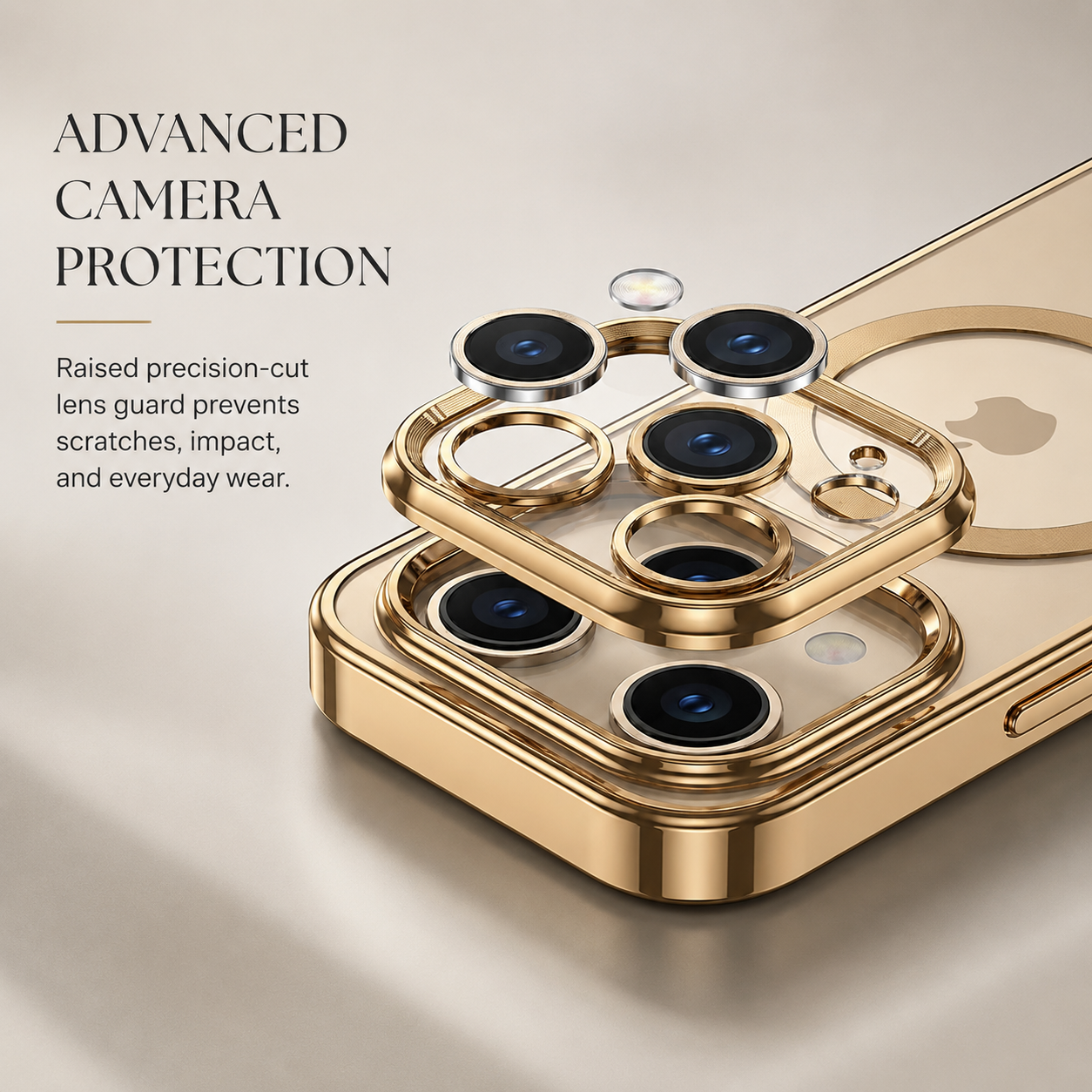 Premium iPhone Case MagSafe Compatible Transparent TPU Cover Desert Gold Shockproof Slim Design
