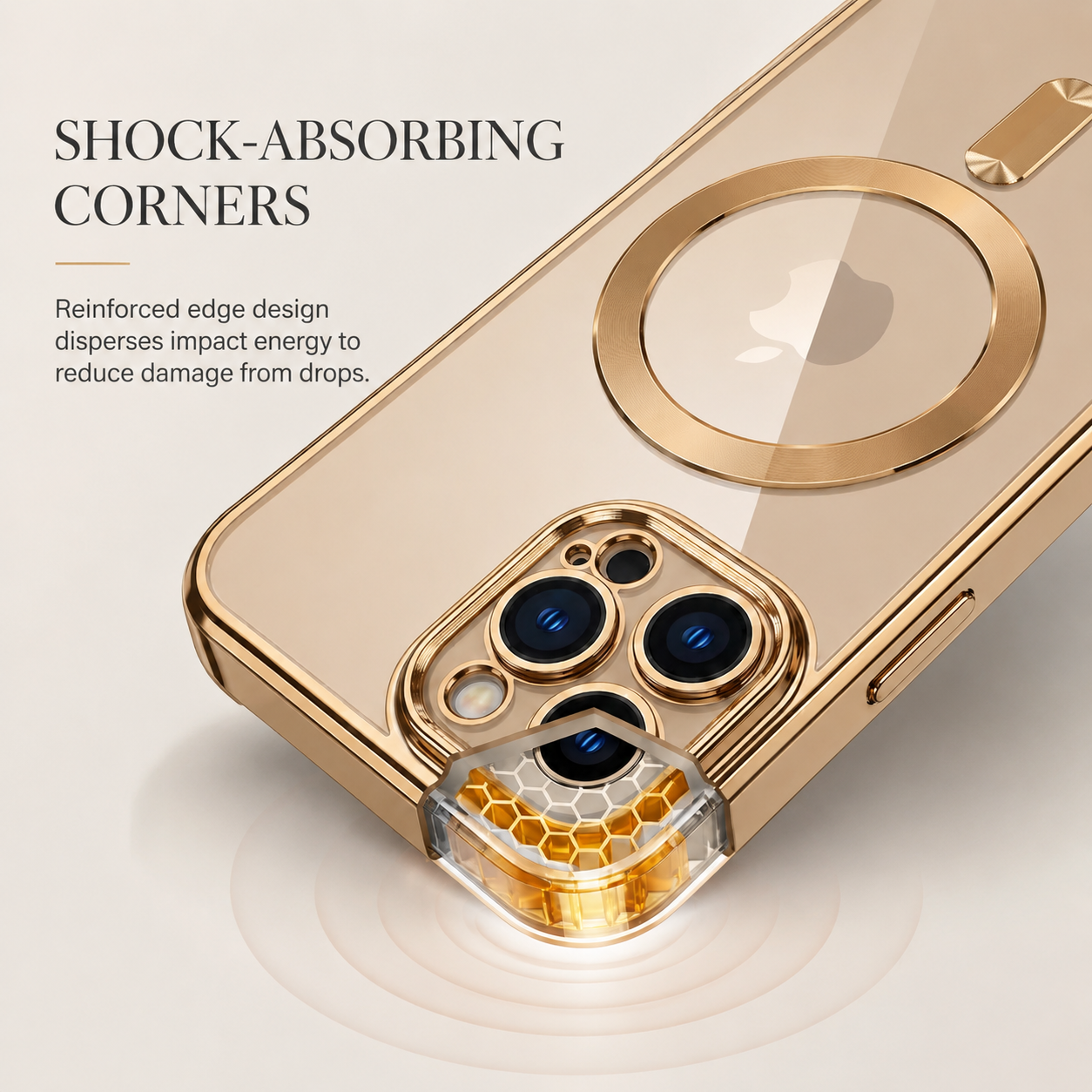 Premium iPhone Case MagSafe Compatible Transparent TPU Cover Desert Gold Shockproof Slim Design